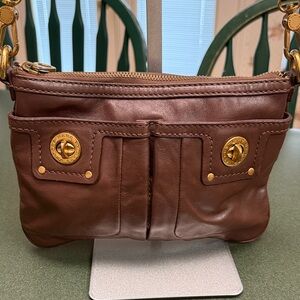 Marc Jacobs Brown Leather Crossbody Bag with Gold Accents